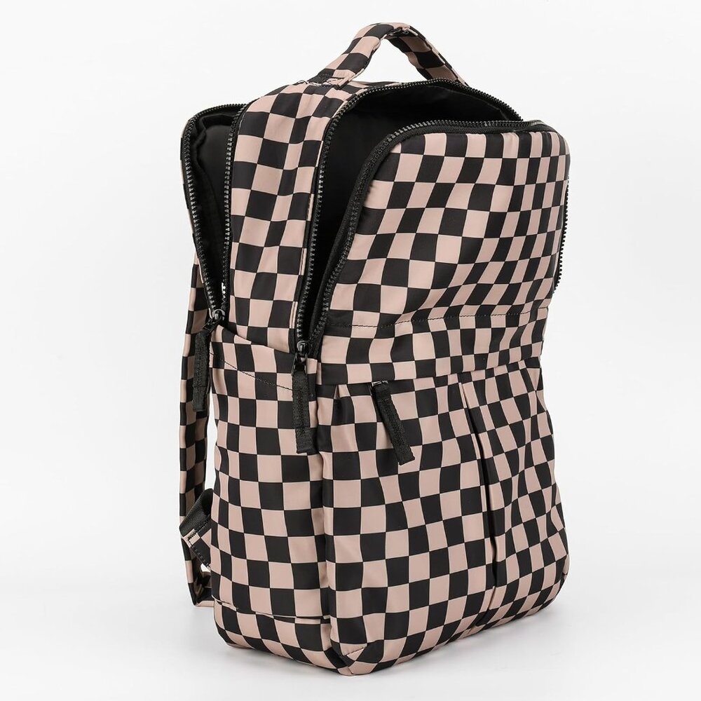 Cute Checkered Nylon Backpack With Organized Stor… - image 6